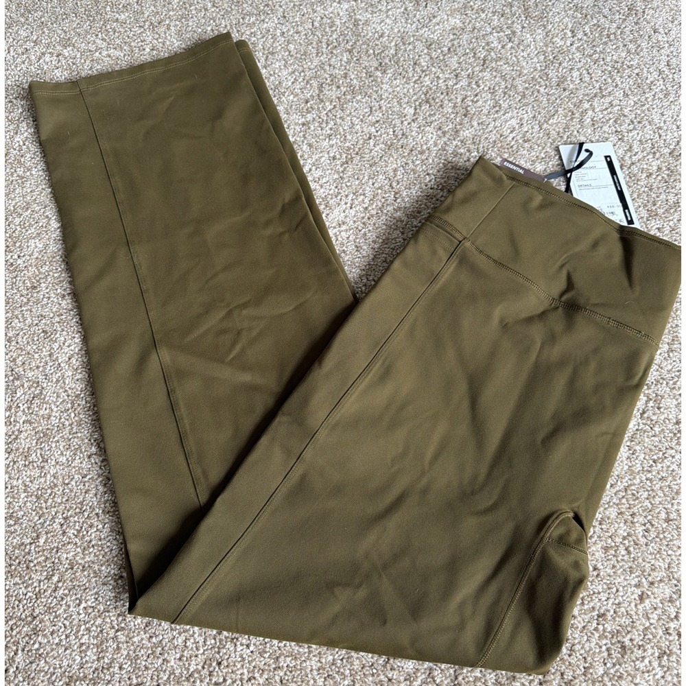 CALIA Womens Essential High-Rise Straight Leg Pant Dark Khaki Olive XXL